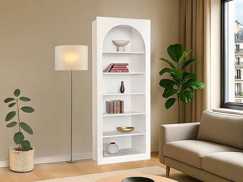 Bibliothèque avec 6 niches - Blanc - CYMORA
