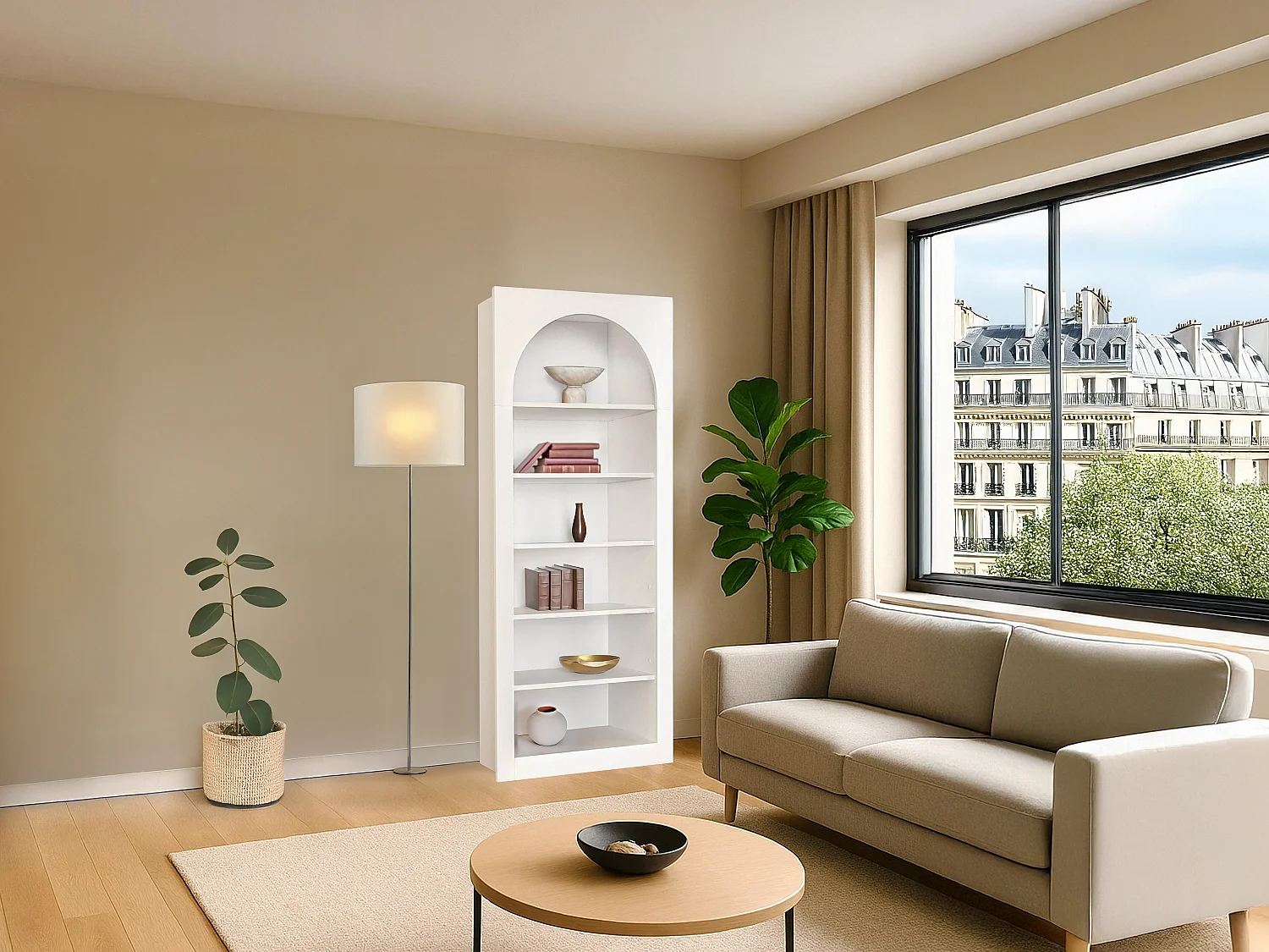 Bibliothèque avec 6 niches - Blanc - CYMORA