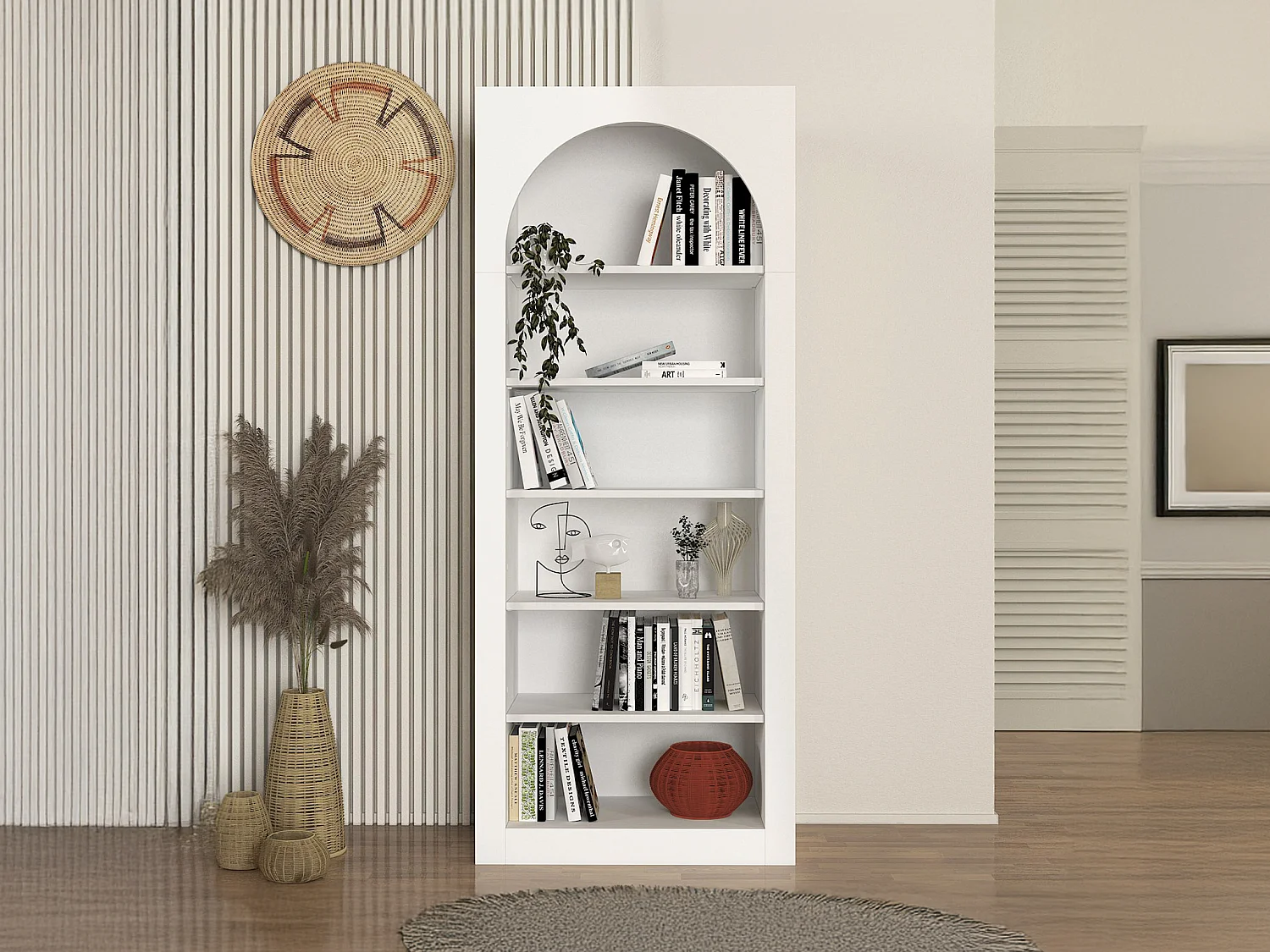 Bibliothèque avec 6 niches - Blanc - CYMORA