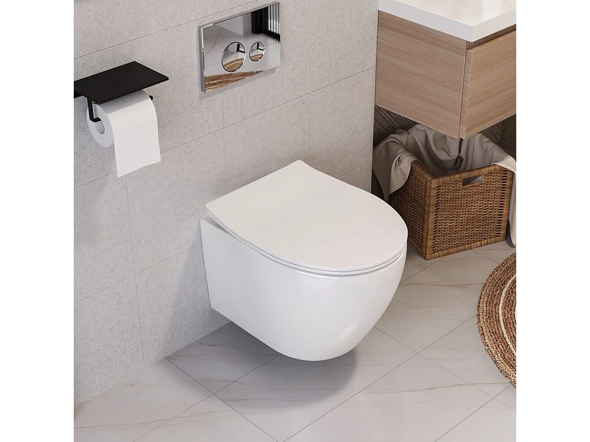 Cuvette Wc Suspendue Rea Carlo Mini Flat White + Bidet Carlo Mini