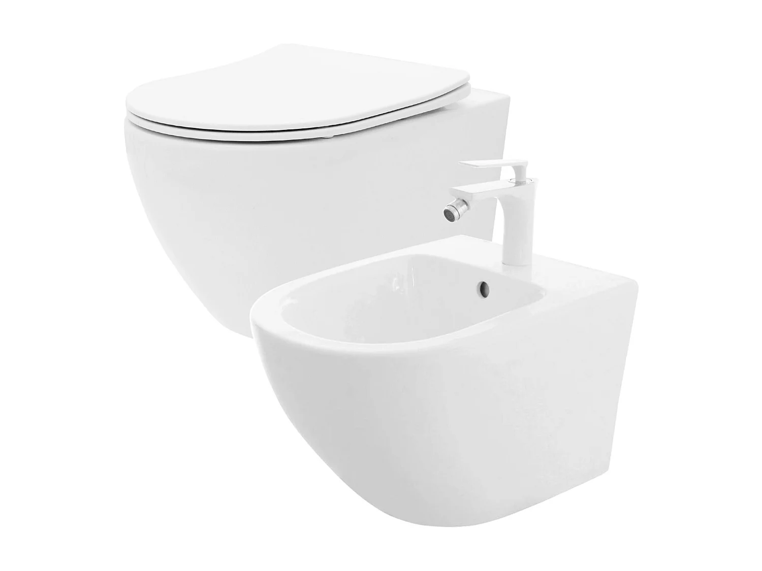 Cuvette Wc Suspendue Rea Carlo Mini Flat White + Bidet Carlo Mini