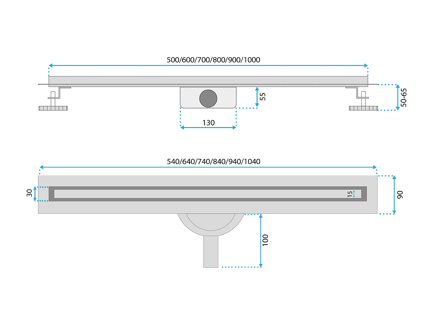 Drain Linéaire Rea Neox Slim Pro 500 Brush Steel