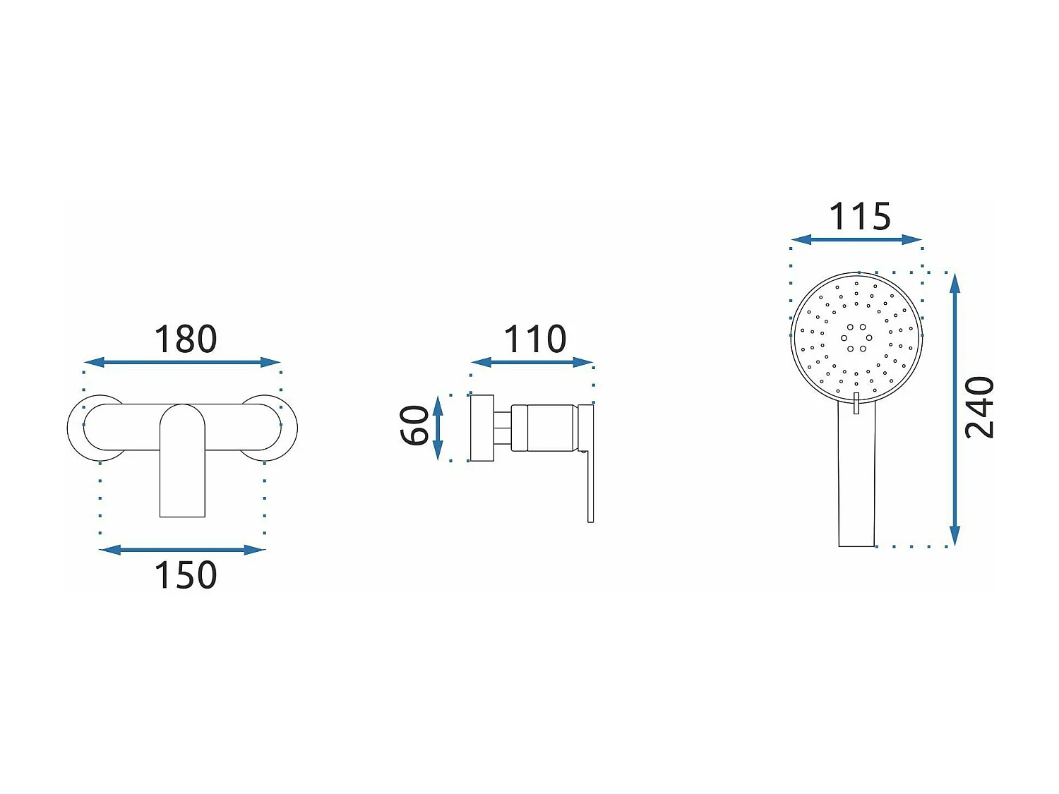 Rubinetto Doccia Rea Verso Black