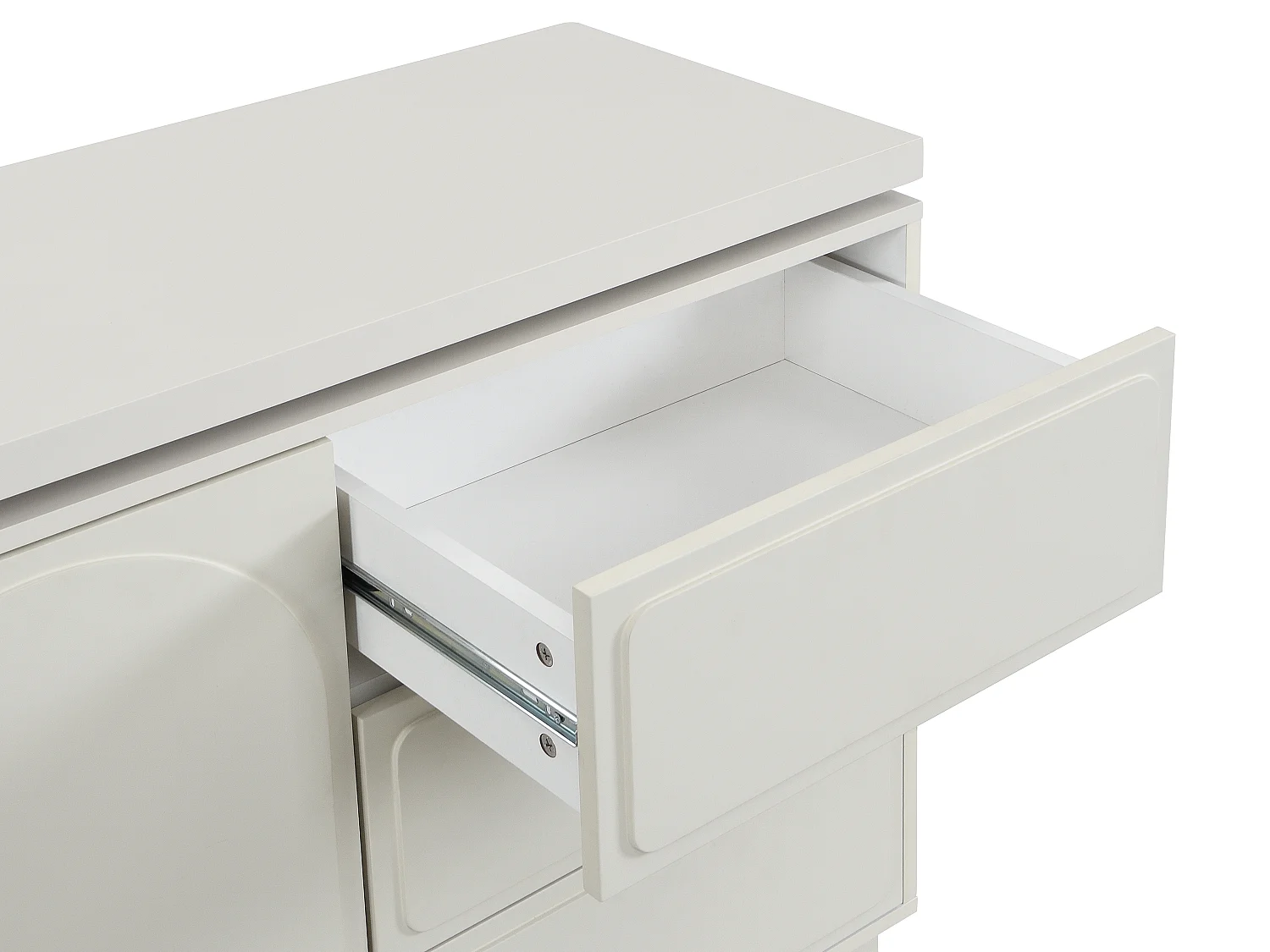 Coiffeuse avec angle pivotant - 3 tiroirs et 1 porte - MDF - Beige - VELANTO de Pascal Morabito