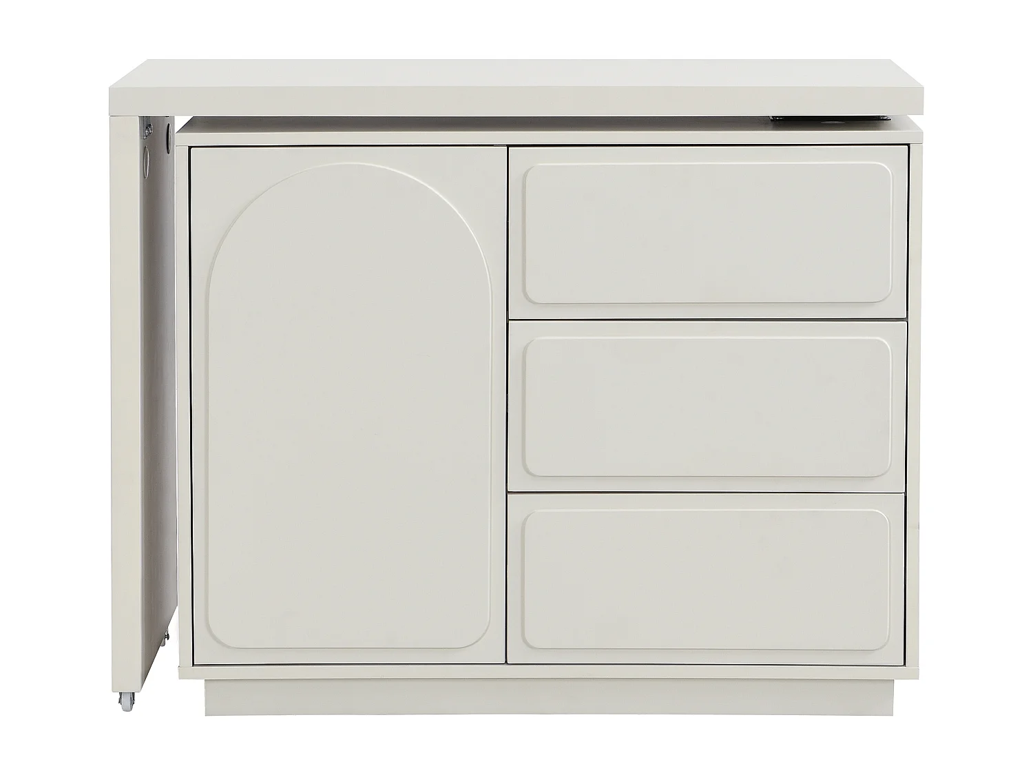 Coiffeuse avec angle pivotant - 3 tiroirs et 1 porte - MDF - Beige - VELANTO de Pascal Morabito