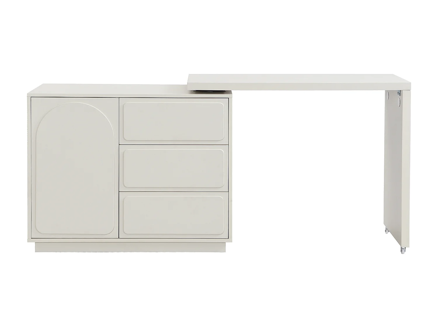 Coiffeuse avec angle pivotant - 3 tiroirs et 1 porte - MDF - Beige - VELANTO de Pascal Morabito