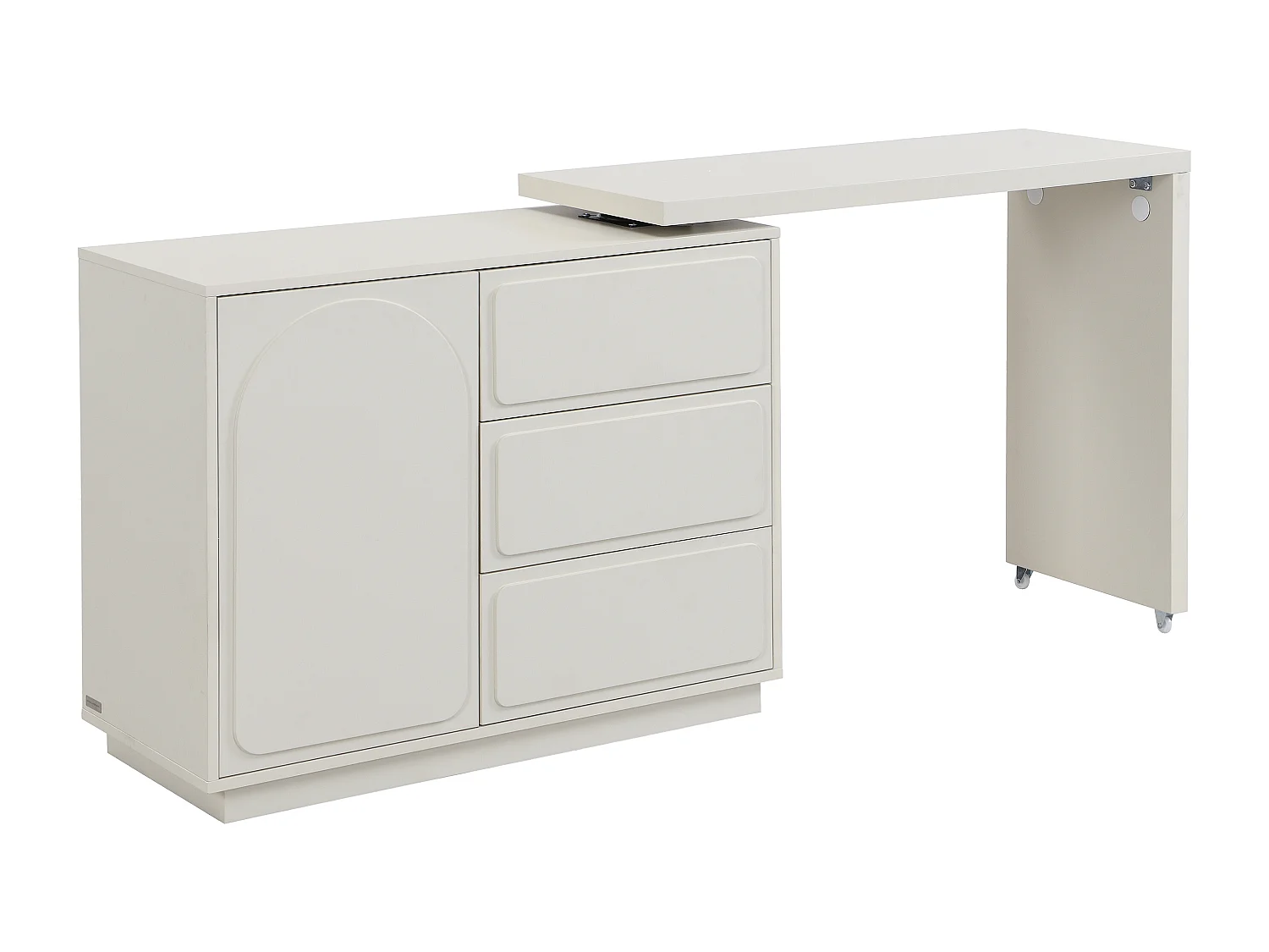 Coiffeuse avec angle pivotant - 3 tiroirs et 1 porte - MDF - Beige - VELANTO de Pascal Morabito