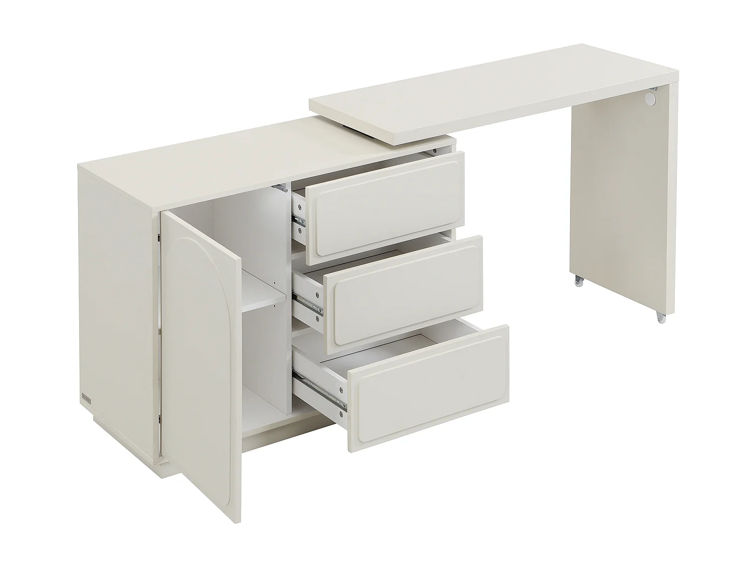 Toucador com canto giratório, 3 gavetas e 1 porta MDF bege - VELANTO