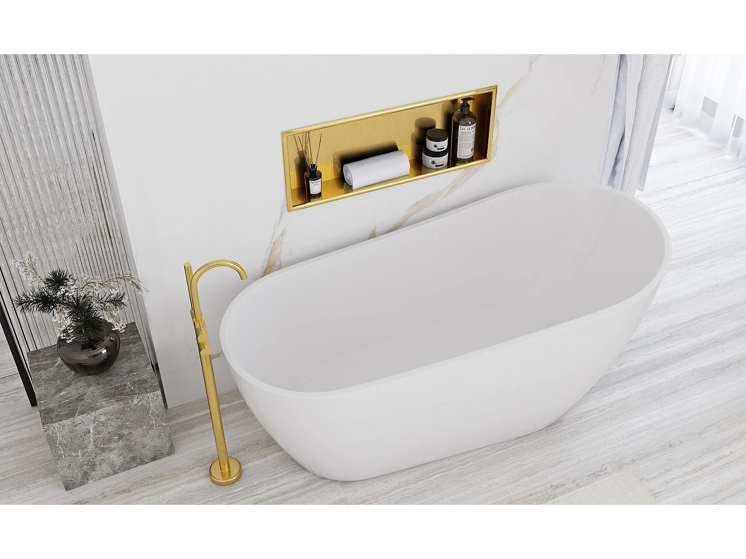 Étagère D'Encastrement Pour Salle De Bains Rea 9 BRUSH GOLD
