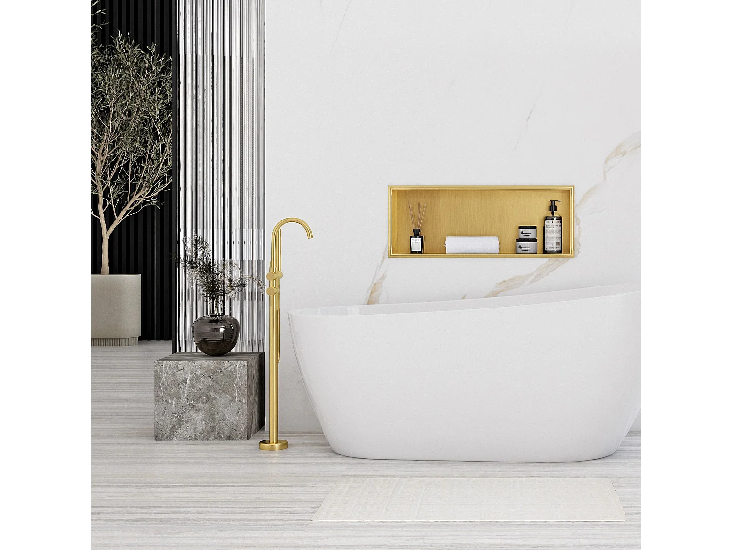 Étagère D'Encastrement Pour Salle De Bains Rea 9 BRUSH GOLD