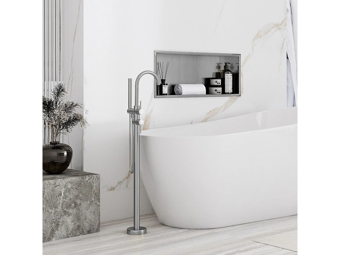 Estante De Baño Rea 3 30X60X10 Brush Steel