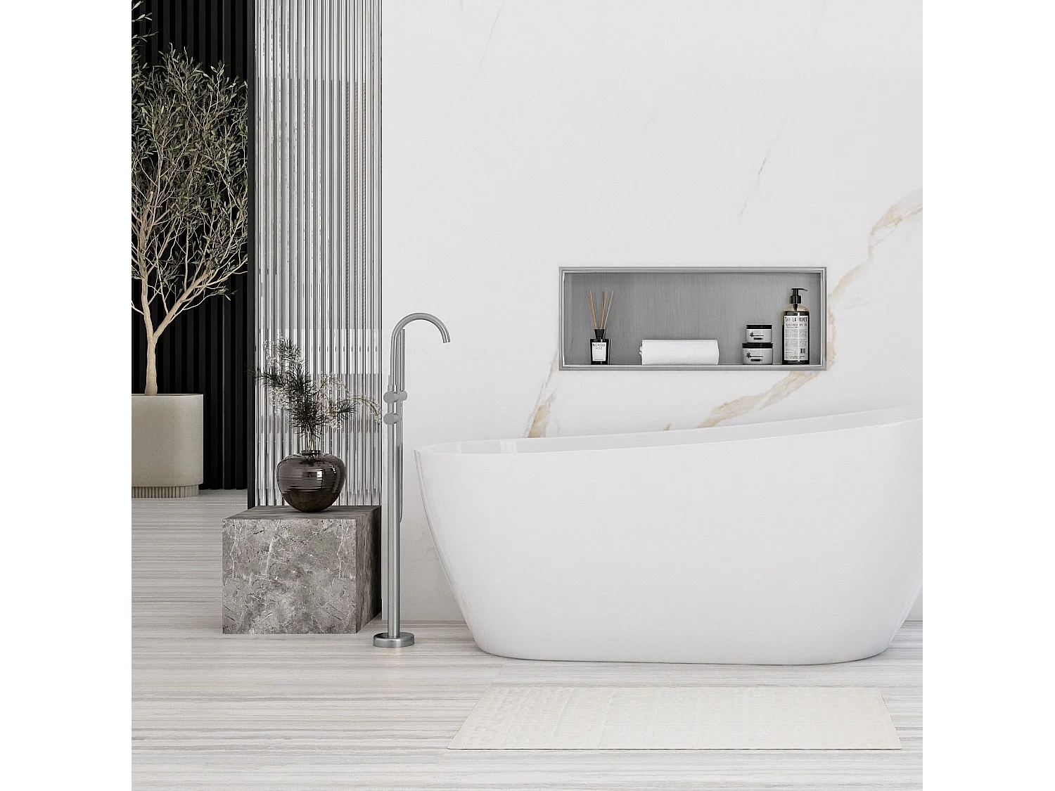 Estante De Baño Rea 3 30X60X10 Brush Steel