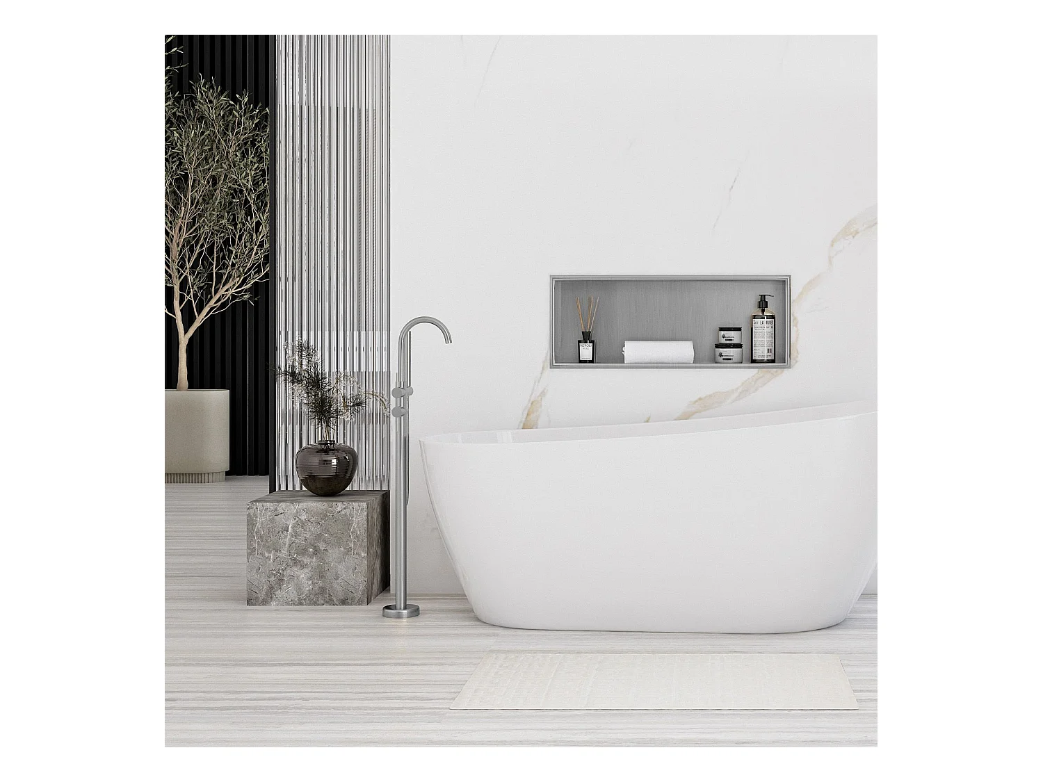 Nischenregal Rea 3 30X60X10 Brush Steel