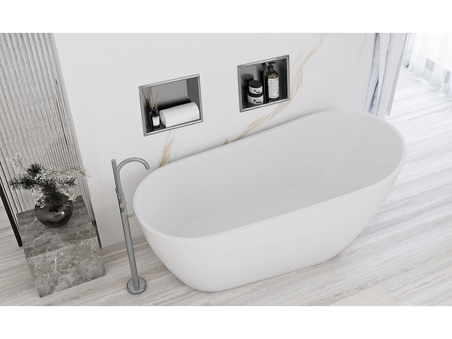 Étagère D'Encastrement Pour Salle De Bains Rea 1 30X30X10 Brush Steel