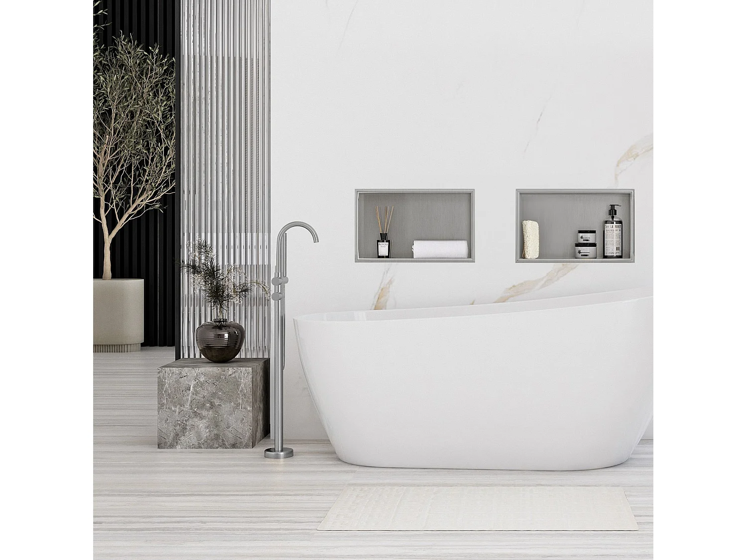 Étagère D'Encastrement Pour Salle De Bains Rea 2 30X45X10 Brush Steel