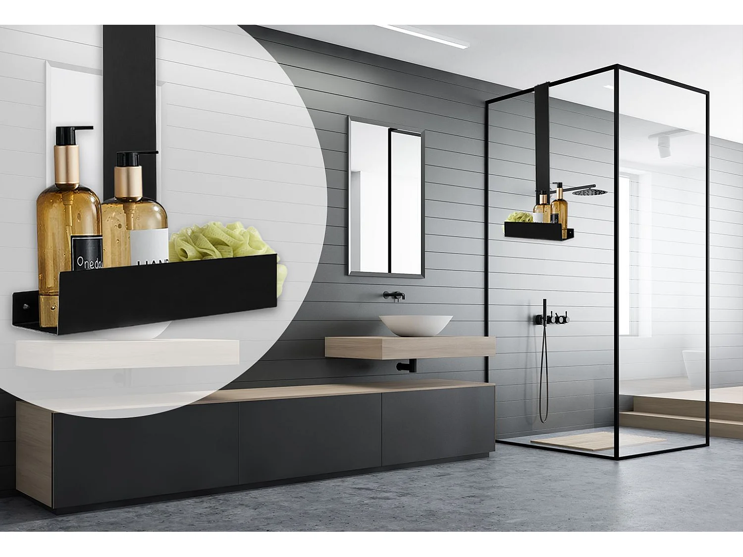 Badezimmerregal Rea Tori Black