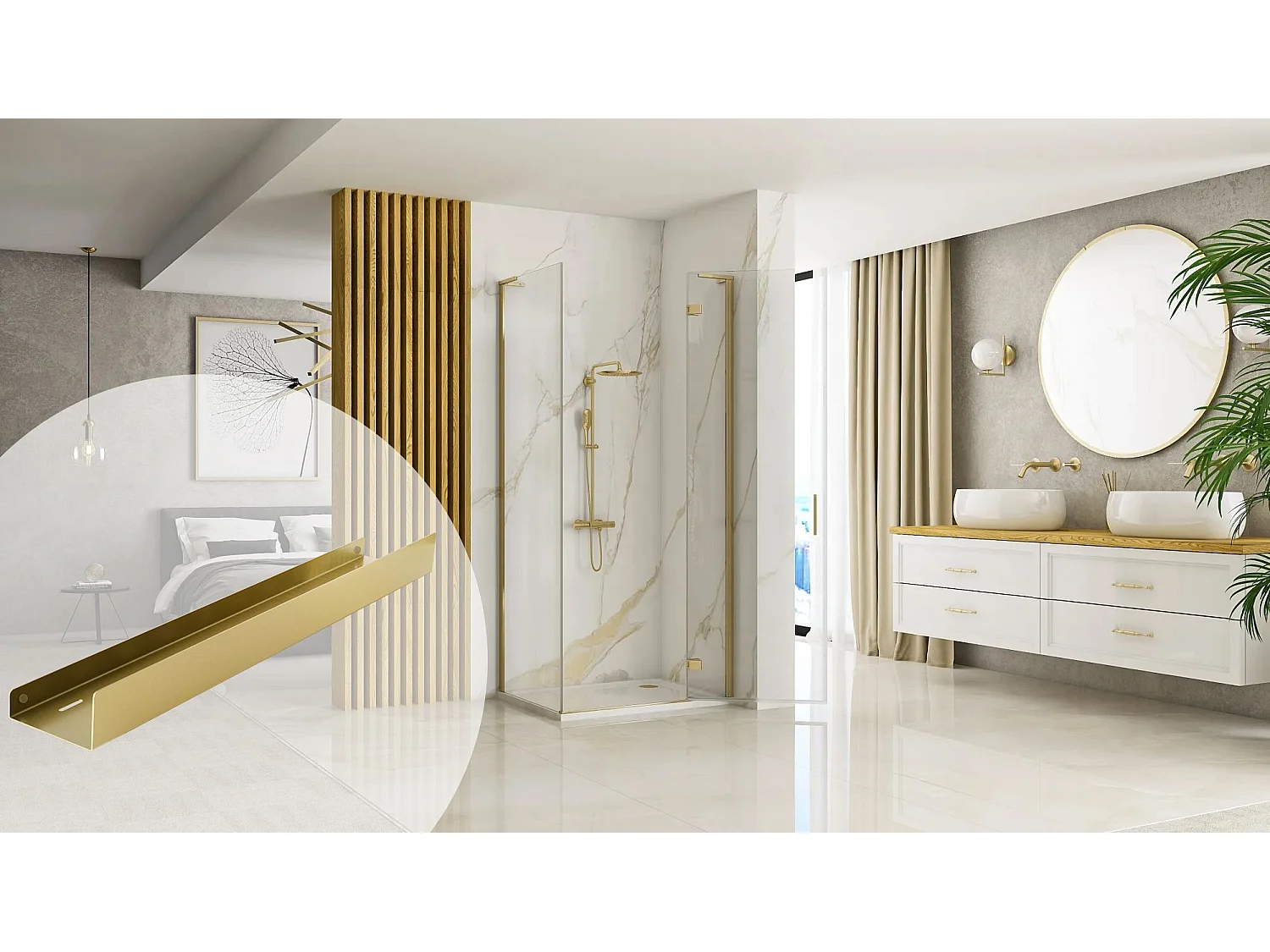 Etagère De Salle De Bain Rea Sf04-600-Bg Brush Gold