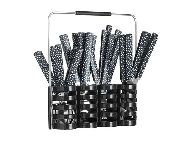 Ménagère 24 Pièces Avec Rack "Géo" 24cm Noir