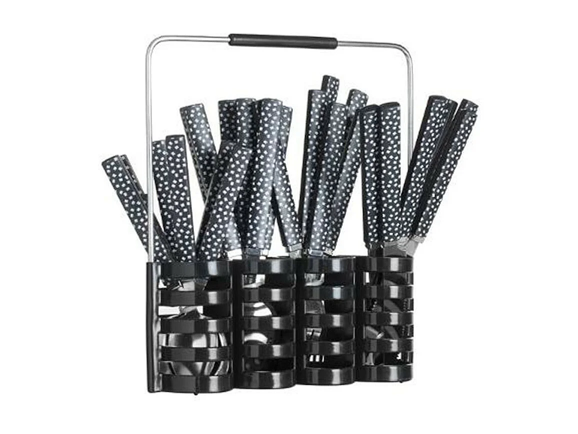 Ménagère 24 Pièces Avec Rack "Géo" 24cm Noir