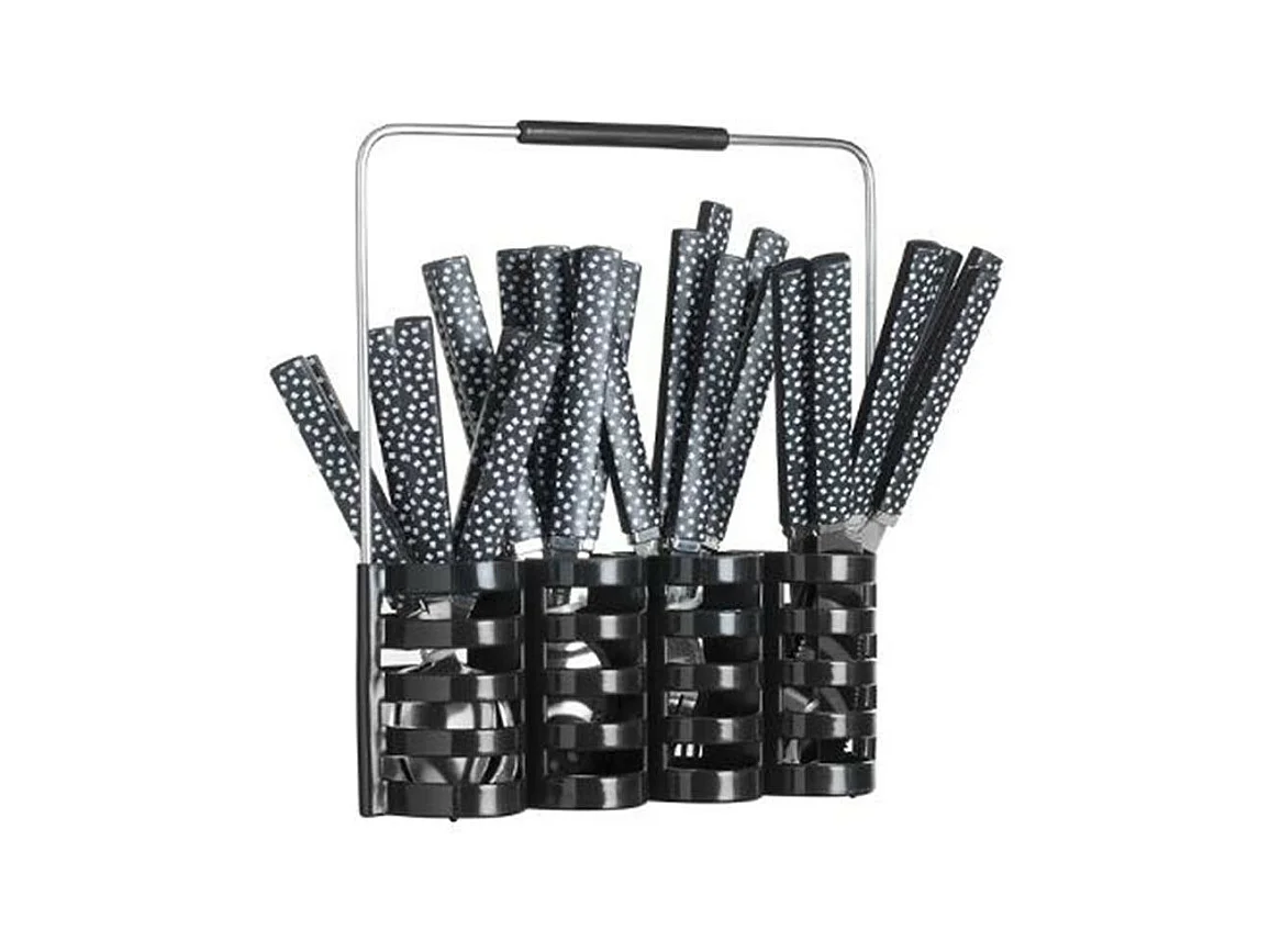 Ménagère 24 Pièces Avec Rack "Géo" 24cm Noir