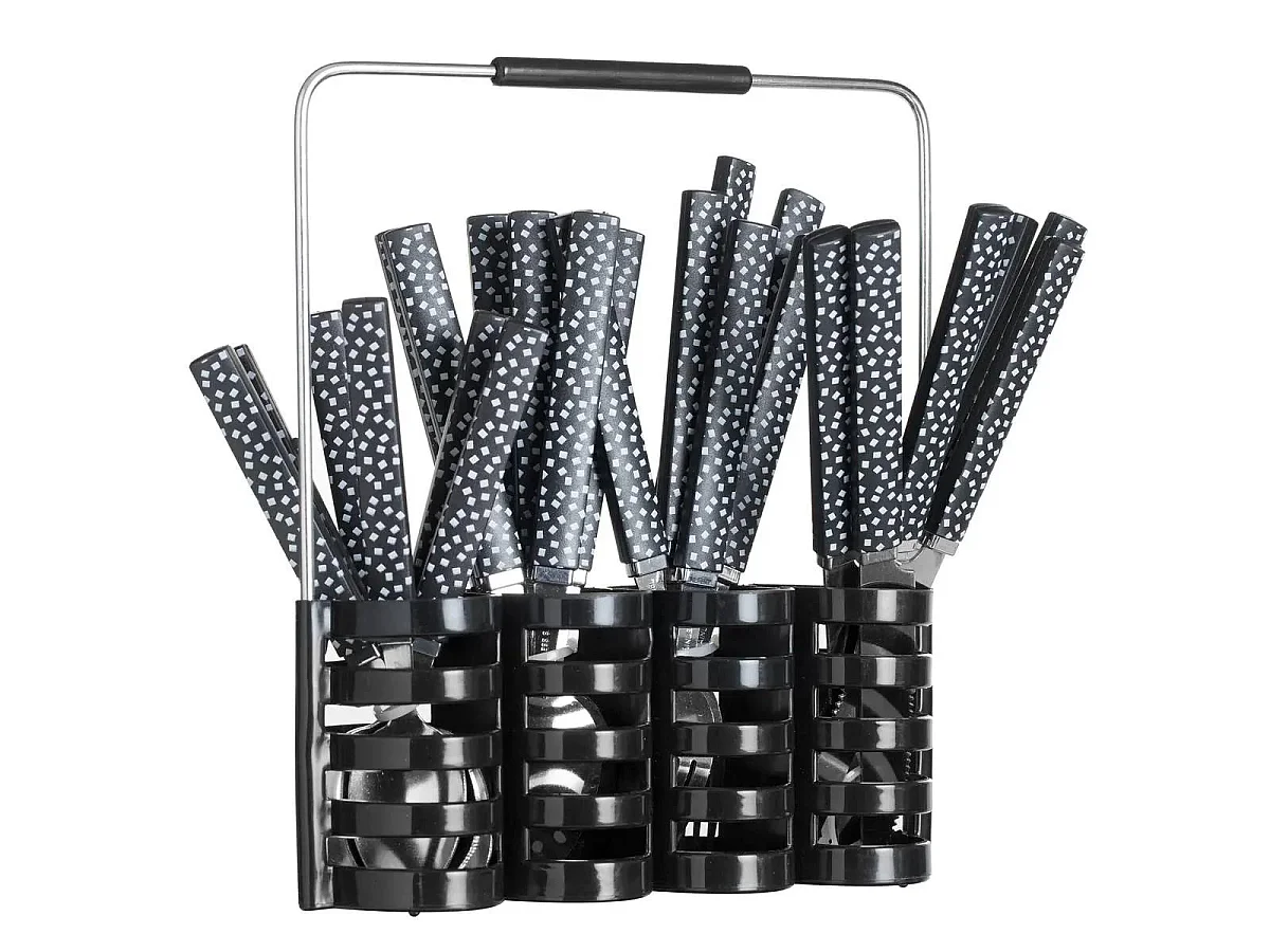 Ménagère 24 Pièces Avec Rack "Géo" 24cm Noir