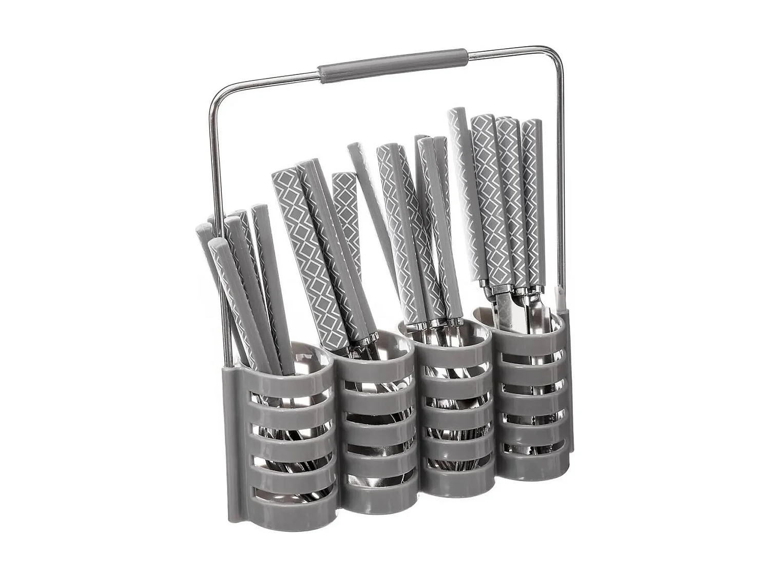 Ménagère 24 Pièces Avec Rack "Géo" 24cm Gris