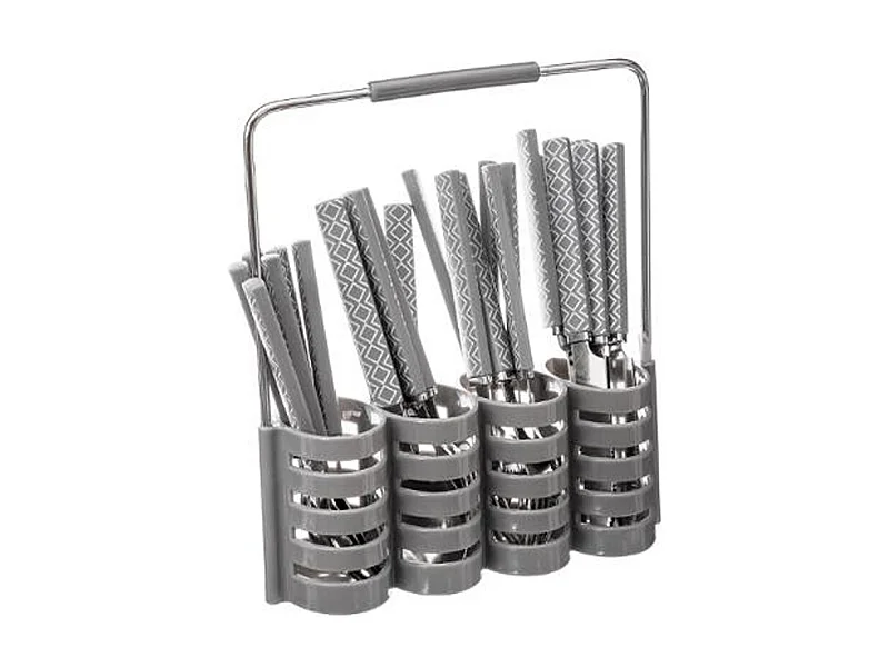 Ménagère 24 Pièces Avec Rack "Géo" 24cm Gris