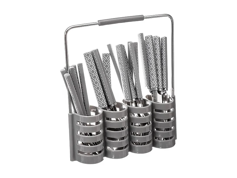 Ménagère 24 Pièces Avec Rack "Géo" 24cm Gris