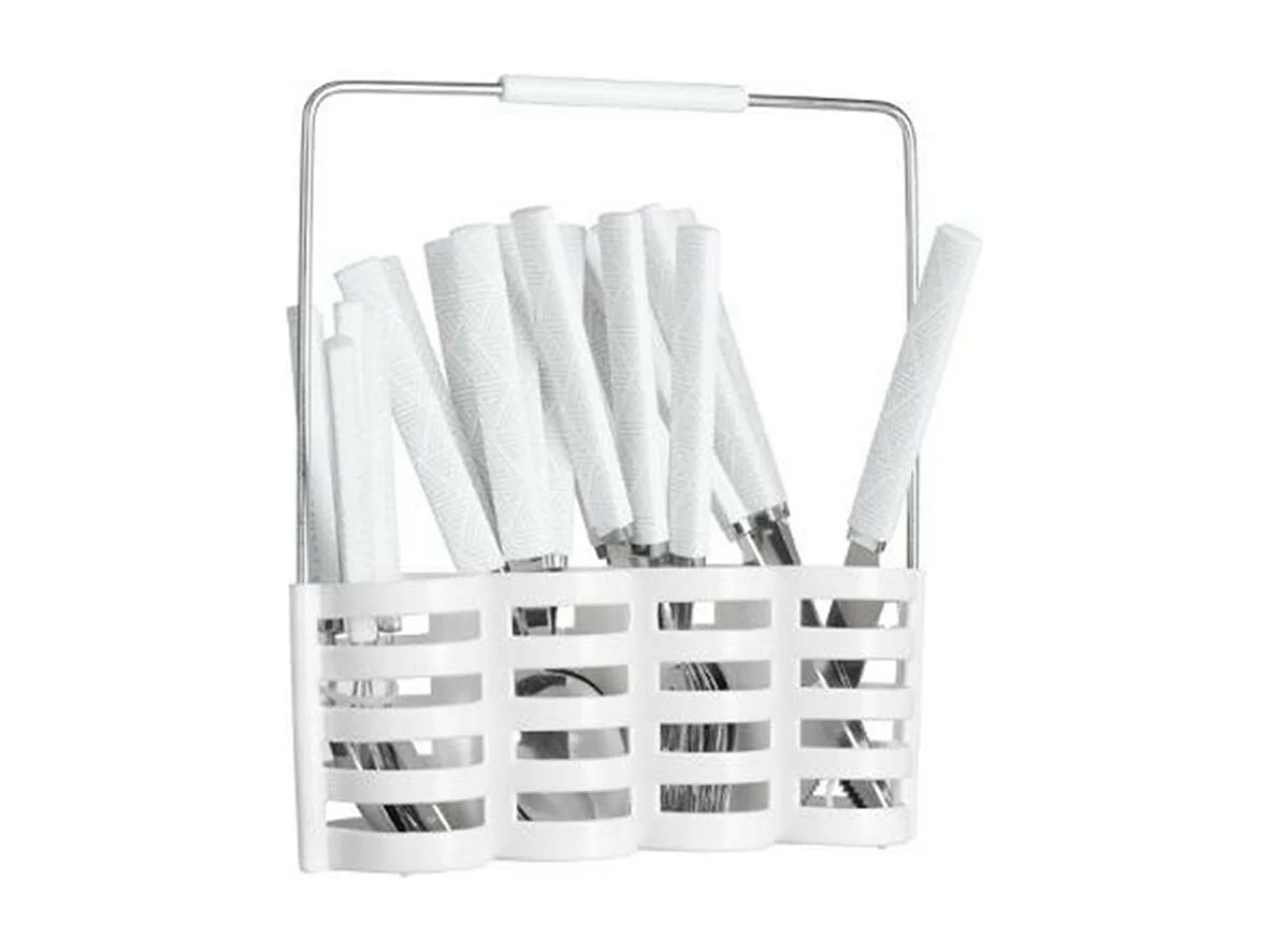 Ménagère 24 Pièces Avec Rack "Géo" 24cm Blanc