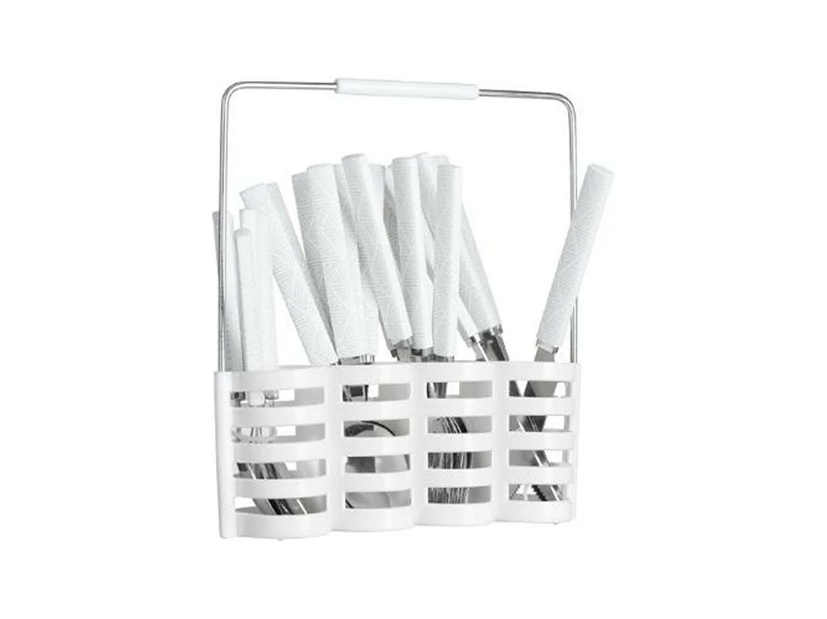 Ménagère 24 Pièces Avec Rack "Géo" 24cm Blanc