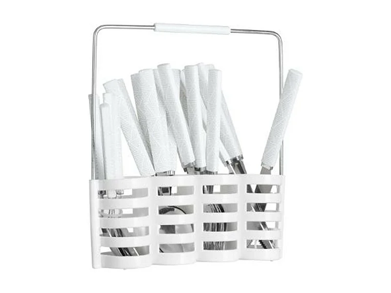 Ménagère 24 Pièces Avec Rack "Géo" 24cm Blanc