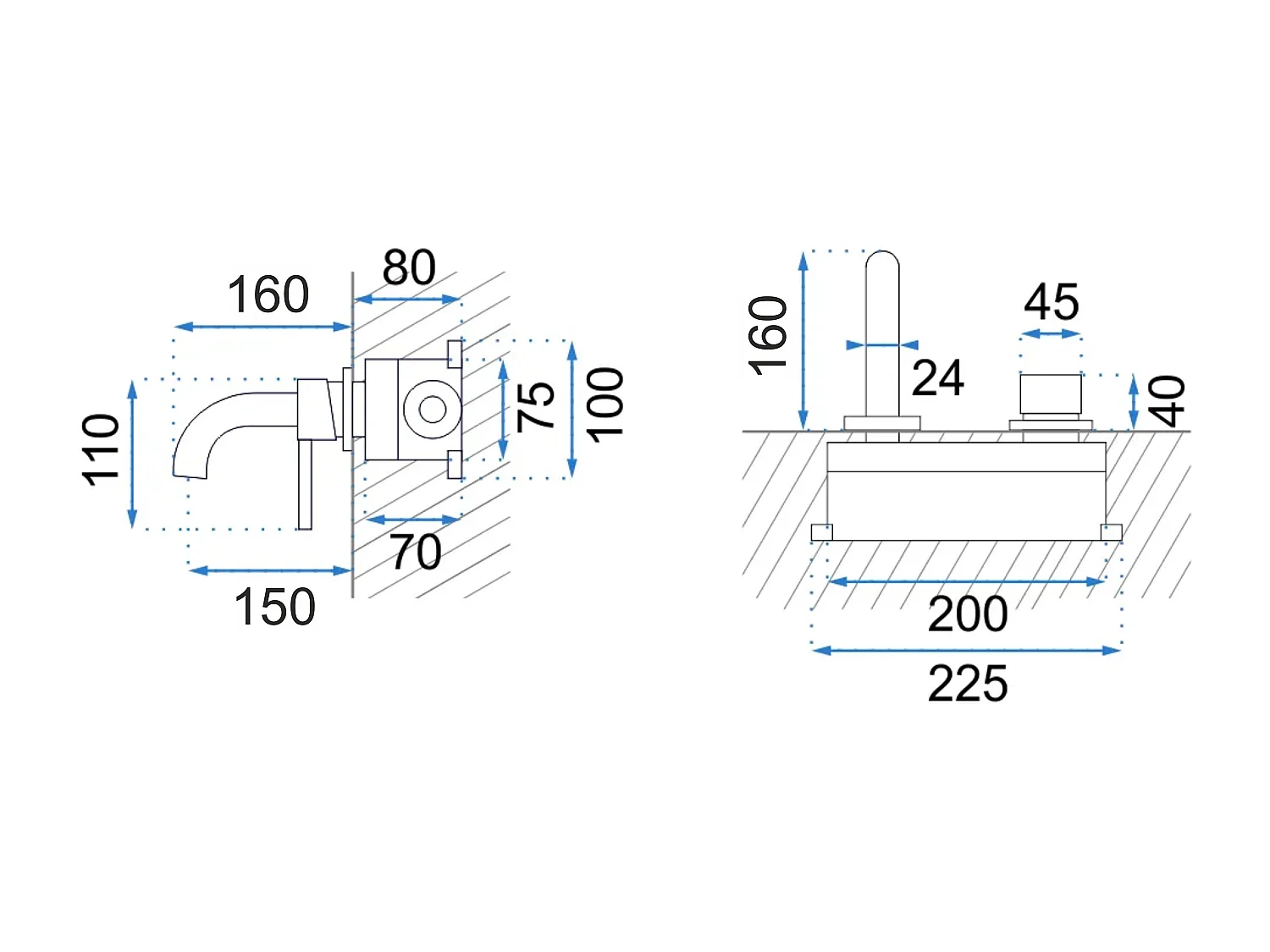 Robinet Mural Rea Lungo Brush Copper + Box