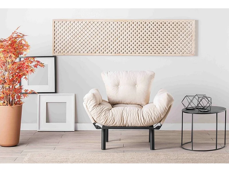 Fauteuil convertible NITTA en plusieurs couleurs - Couleur: Crème