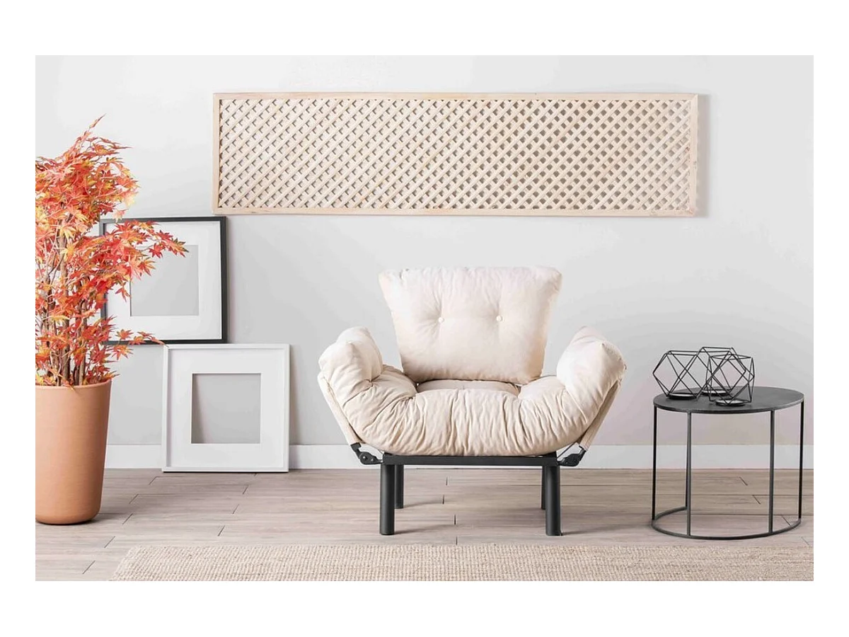 Fauteuil convertible NITTA en plusieurs couleurs - Couleur: Crème