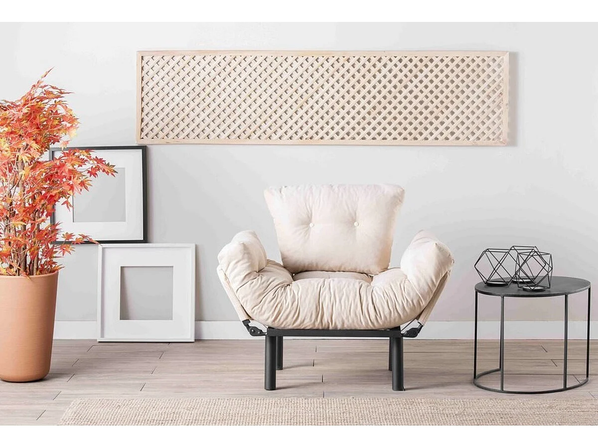 Fauteuil convertible NITTA en plusieurs couleurs - Couleur: Crème