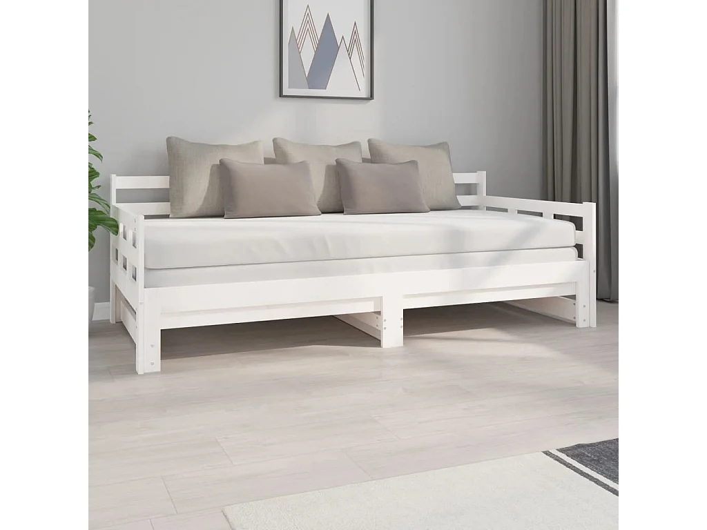 Lit coulissant sans matelas blanc 2x(90x200) cm