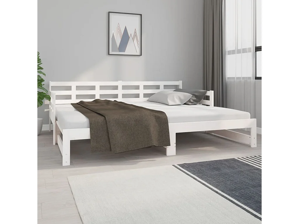 Lit coulissant sans matelas blanc 2x(90x200) cm