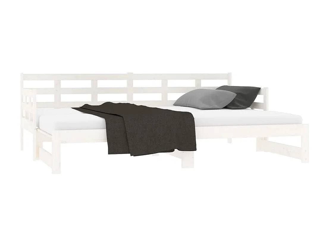 Lit coulissant sans matelas blanc 2x(90x200) cm