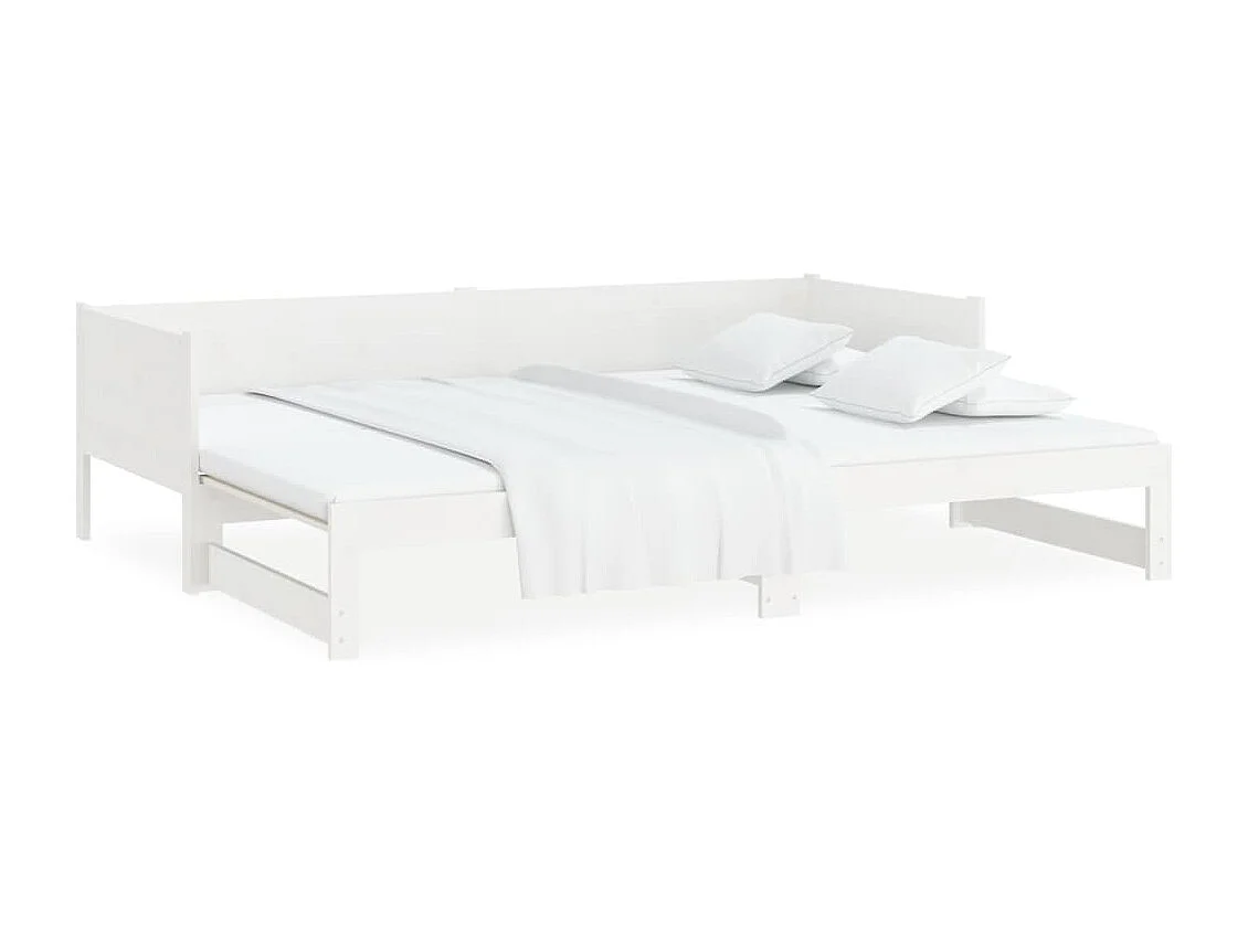 Dormeuse Estraibile Bianca Legno Massello di Pino 2x(90x190) cm