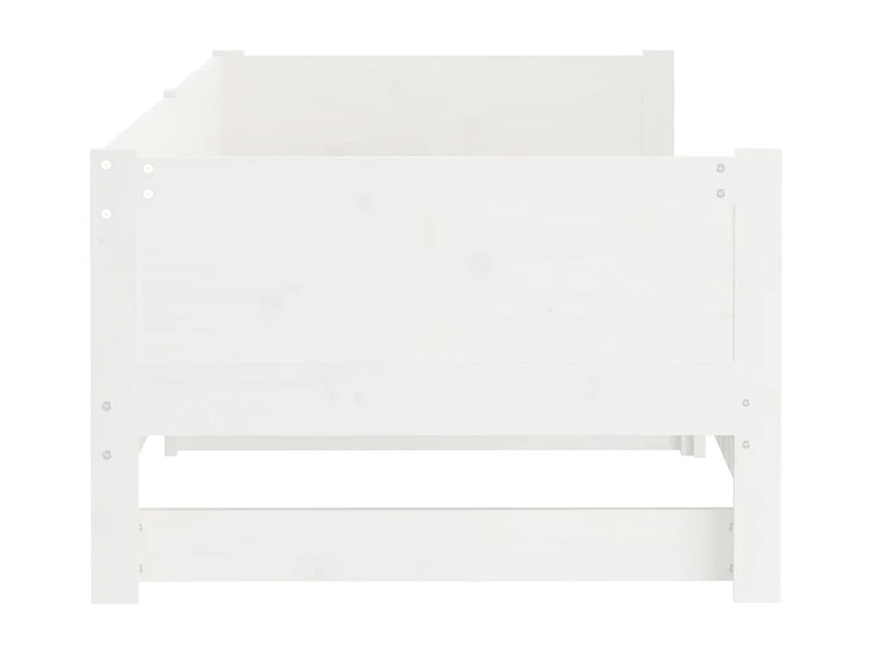 Dormeuse Estraibile Bianca Legno Massello di Pino 2x(90x190) cm