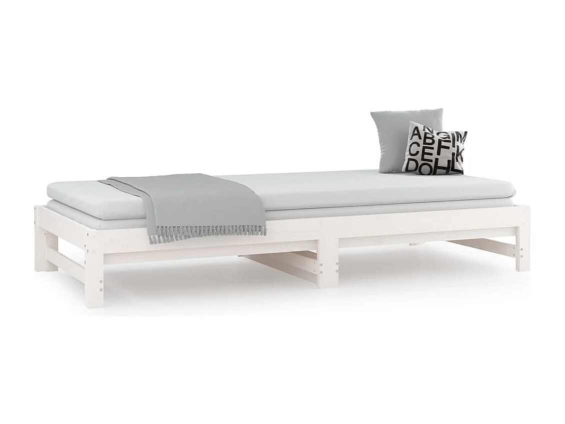 Sofá-cama de puxar 2x(90x200) cm pinho maciço branco