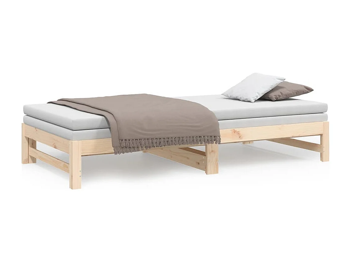 Sofá-cama de puxar 2x(90x200) cm madeira de pinho maciça