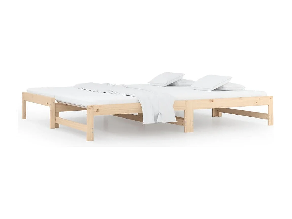 Slaapbank uitschuifbaar 2x(80x200) cm massief grenenhout