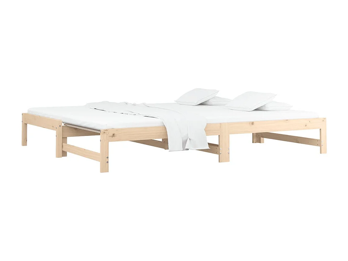 Slaapbank uitschuifbaar 2x(80x200) cm massief grenenhout