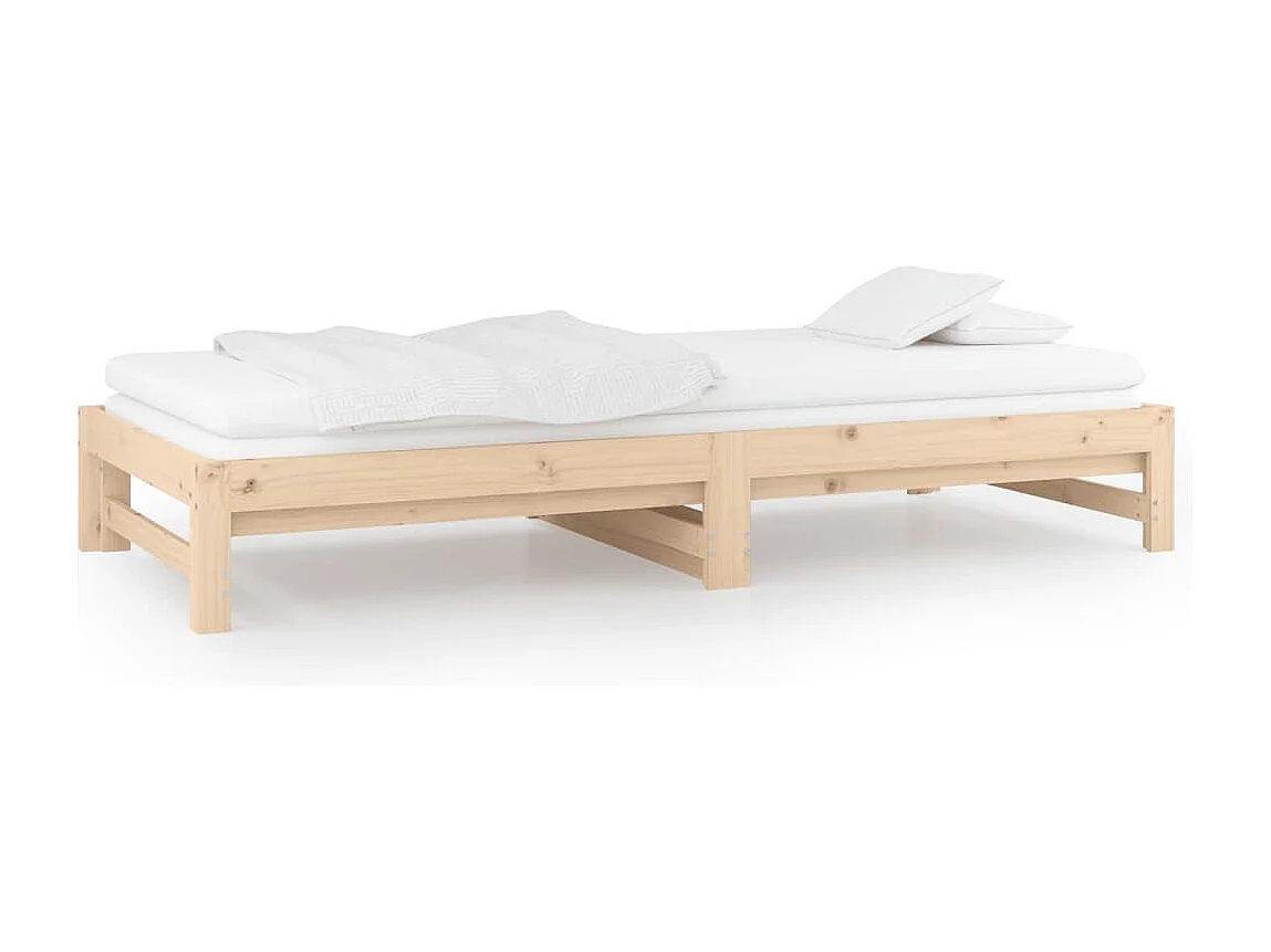 Slaapbank uitschuifbaar 2x(80x200) cm massief grenenhout