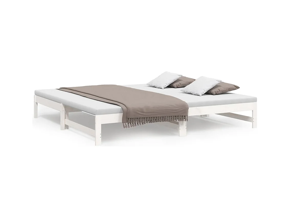 Lit coulissant sans matelas blanc 2x(90x200) cm