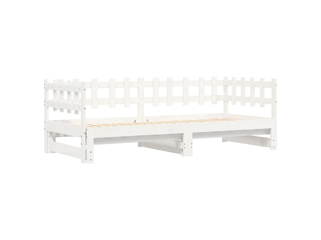 Slaapbank uitschuifbaar massief grenenhout wit 2x(90x200) cm