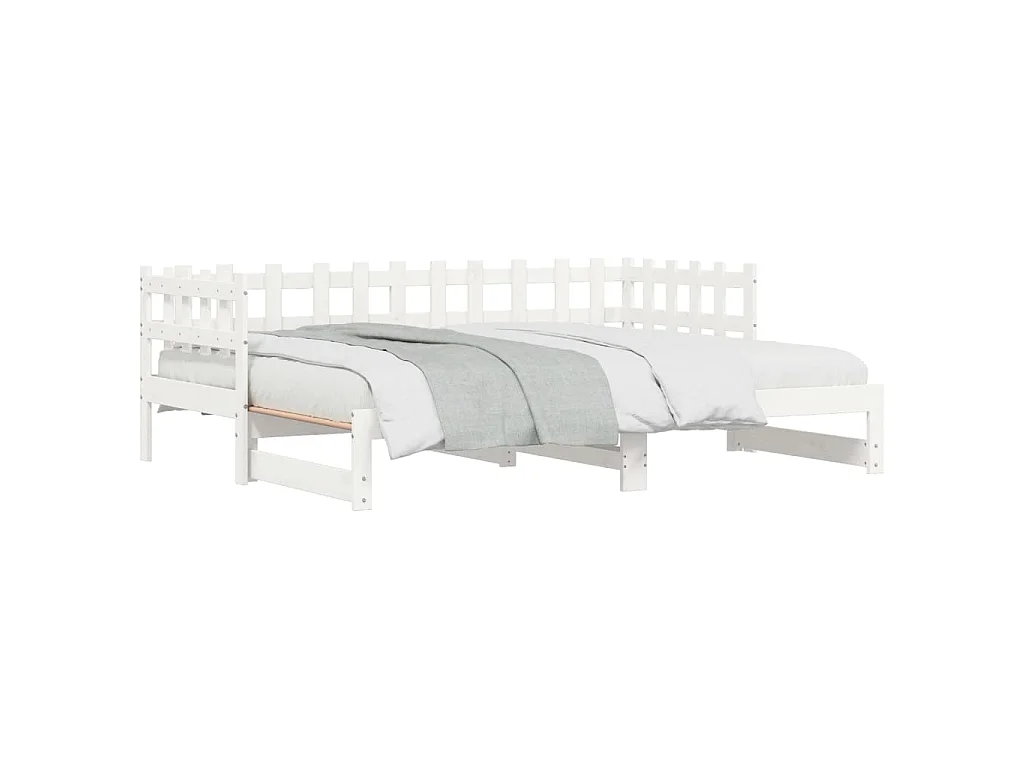Slaapbank uitschuifbaar massief grenenhout wit 2x(90x200) cm