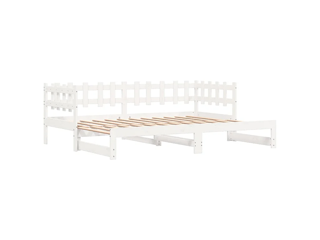 Slaapbank uitschuifbaar massief grenenhout wit 2x(90x200) cm