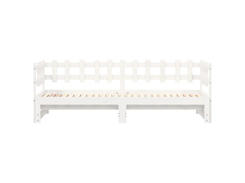 Slaapbank uitschuifbaar massief grenenhout wit 2x(90x200) cm
